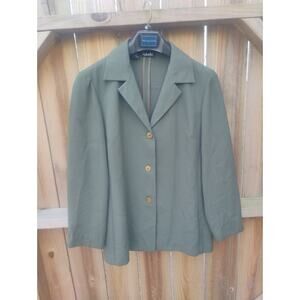 Vintage Rafaella Womens Blazer Jacket Size 12 Olive Green Career Office 90s
